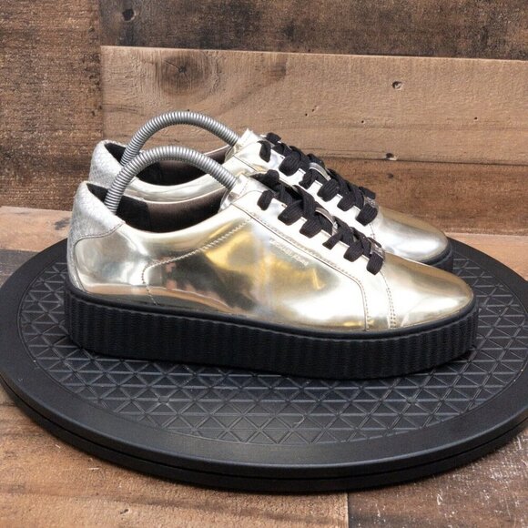 MICHAEL KORS TREVOR LACE UP WOMENS CASUAL SHOES GOLD PATENT LEATHER SIZE 8M - Picture 9 of 9